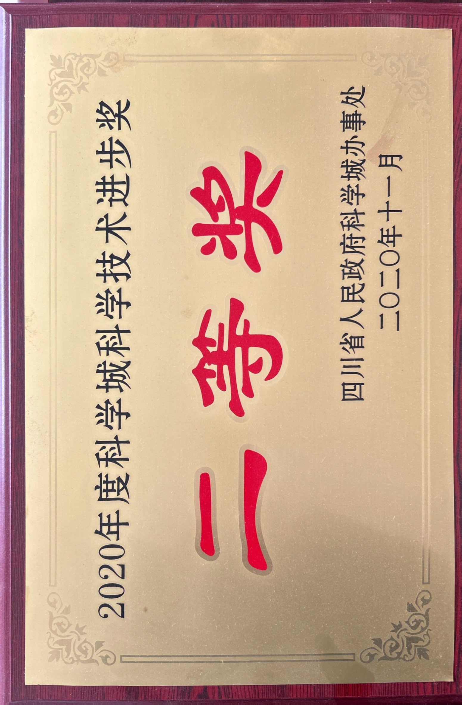2020年度科学城技术进步奖（二等奖）